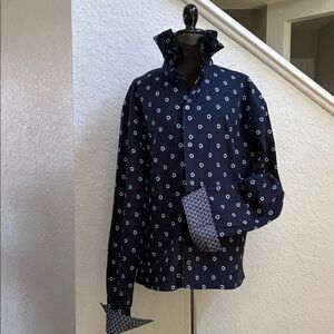 Ted Baker Navy Blue Floral Button-Up Blouse